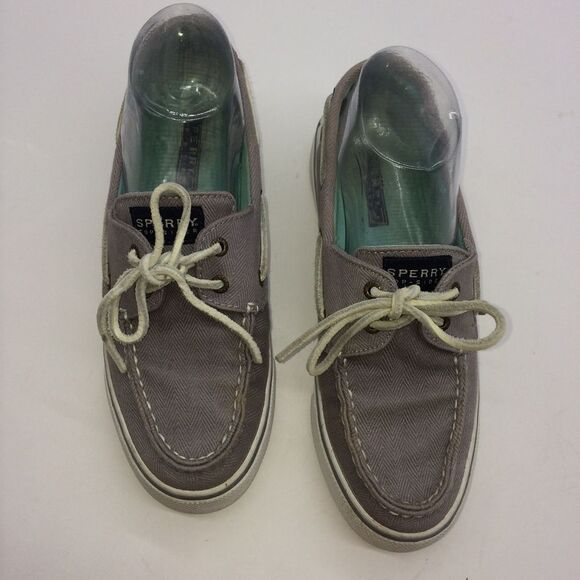 Sperry Top Siders Bahama with Gray Herringbone Cotton Canvas for Wormen - Picture 1 of 10